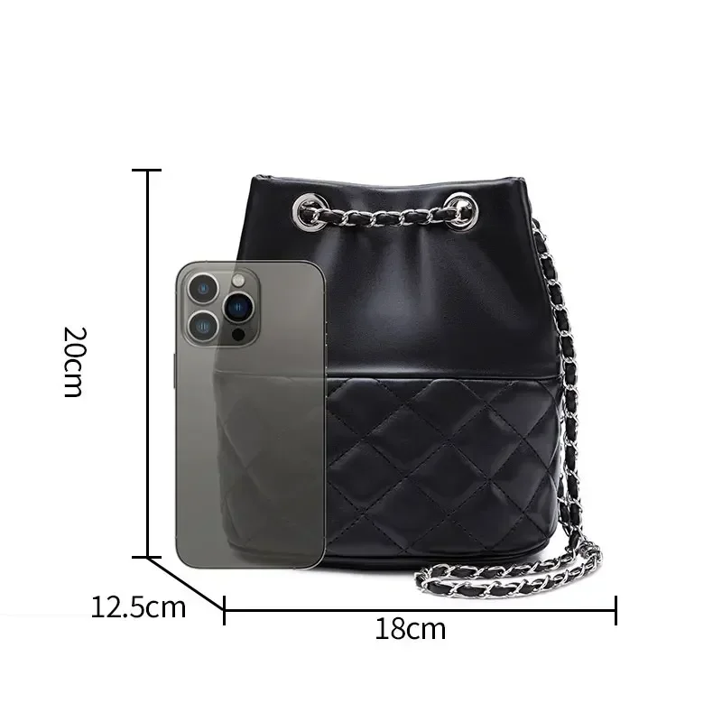 Yao dong, bolso de lujo con cadena para mujer, nuevo bolso cruzado de cuero genuino para mujer, bolso tipo cubo, piel de vaca de calidad, entramado de diamantes, hombro B