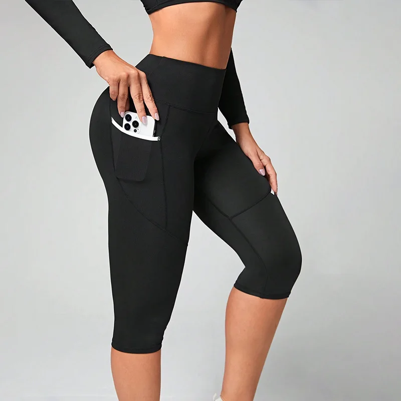 High Waist Yoga Pants Capri Leggings with Pockets for Women Tummy Control Workout Capri Leggings for Women