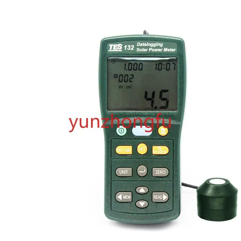 132 Handheld Solar Power Meter Tester 400-1Knm Range 2000W/m2 & 634Btu/(ft2h) Data Logger SD Card 2G USB