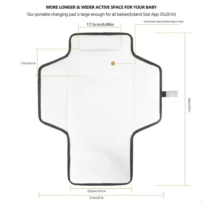 وسادة تغيير حفاضات الأطفال مع دعم مبطن وسادة تغيير حفاضات متعددة الأغراض للسفر 4XBC