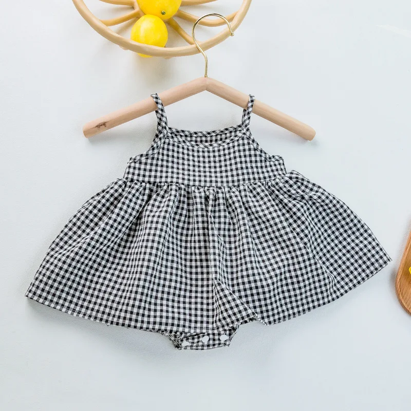 Infant Girls Plaid Style Rompers Breathable Cotton Bodysuits Sleeveless One-piece Clothes Newborn Baby Jumpsuits 0-24M