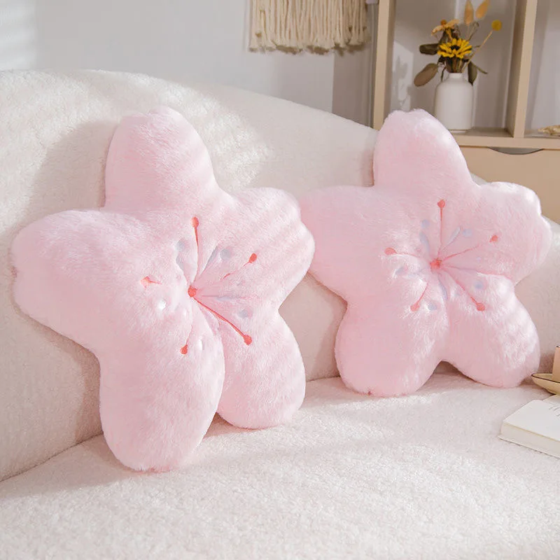 Ins Pink Cherry Petals Pillow Girl Bedroom Living Room Decor Bay Window Floor Seat Sakura Plush Tatami Cherry Blossom Cushion