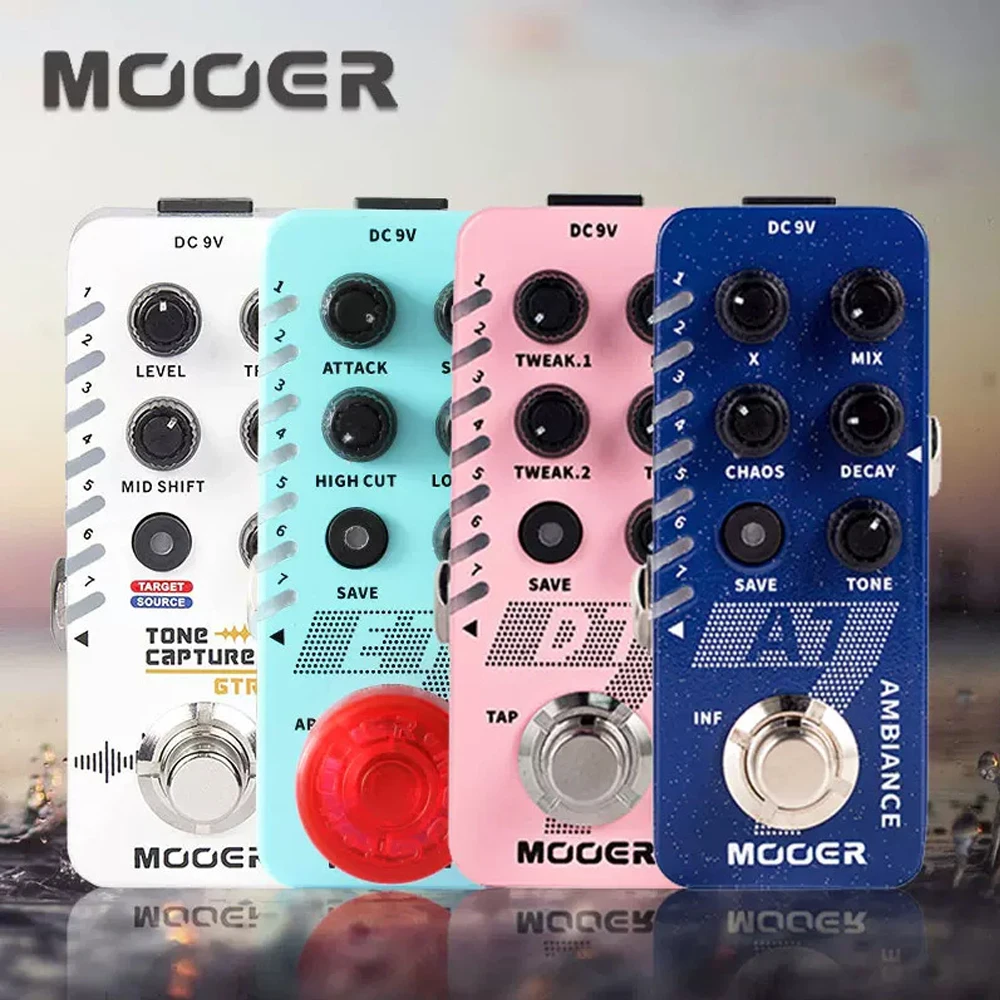 

MOOER-Guitar Reverb Pedal, E7 Polyphonic Guitar Synthesizer Pedal, D7 Mini Delay Pedal, A7 Ambiance