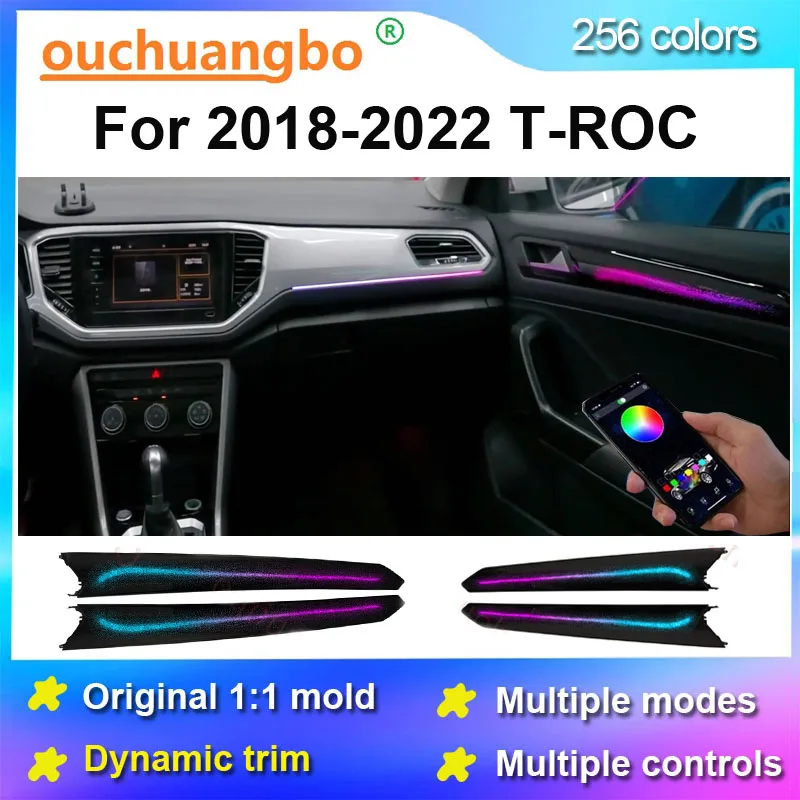 Ouchuangbo atmosphere lamp for TROC T-ROC 2018-2022 LED ambient light backlight ambiente interior dyanmic trim limousine