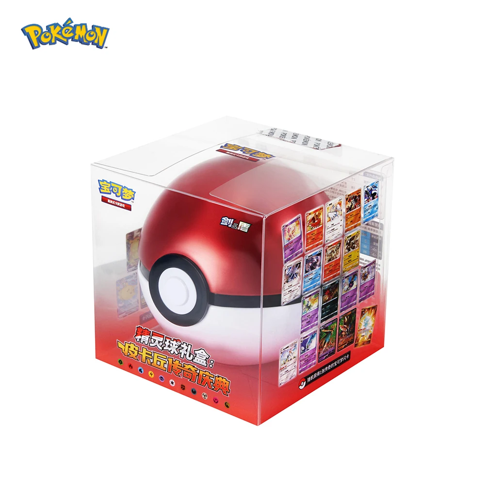 Coffret Cadeau Légendaire Pikachu PTCG en Chinois Simplifié avec Cartes Holo, Packs de Boosters et Boîte de Rangement pour Poké Ball