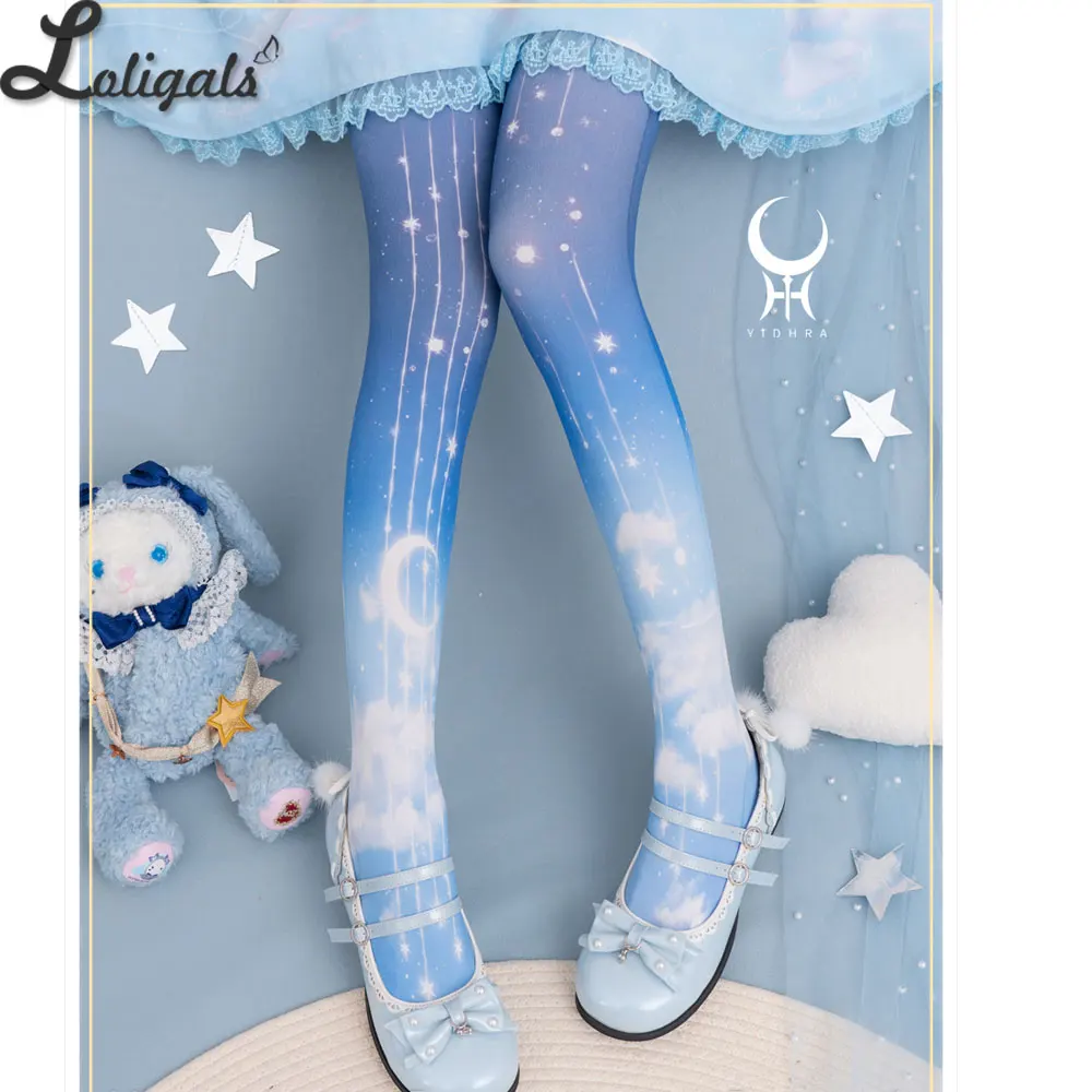 

Sweet Spring/Summer Tights Cloud and Starry Night Printed Lolita Pantyhose