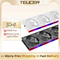 TEUCER JM-5 ventilador con cubierta 120mm 5V 3Pin ARGB espejo efecto de luz ventilador de refrigeración PWM 800 a 2000RPM textura de CD ventilador de radiador de refrigeración por agua