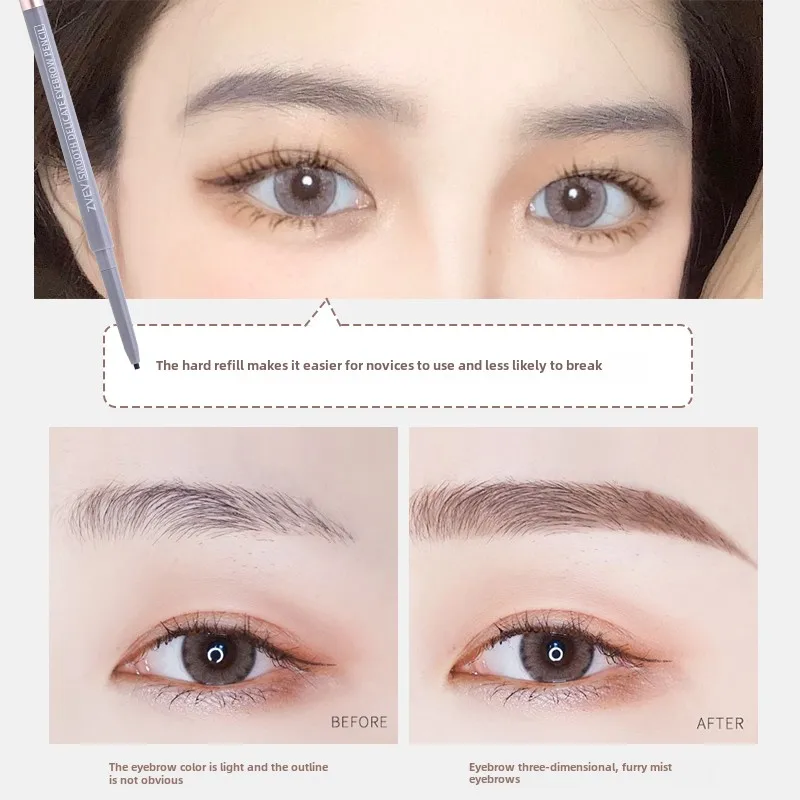 両頭アイブロウペンシル、絶妙なアイメイクの学生向けの長持ちでにじみにくい細頭アイブロウペンシル