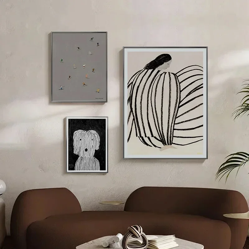 الشمال مجردة خط الشكل الكلب الشرفة الجمالية قماش اللوحة الملصقات والمطبوعات جدار صورة فنية لتزيين غرفة المعيشة #4