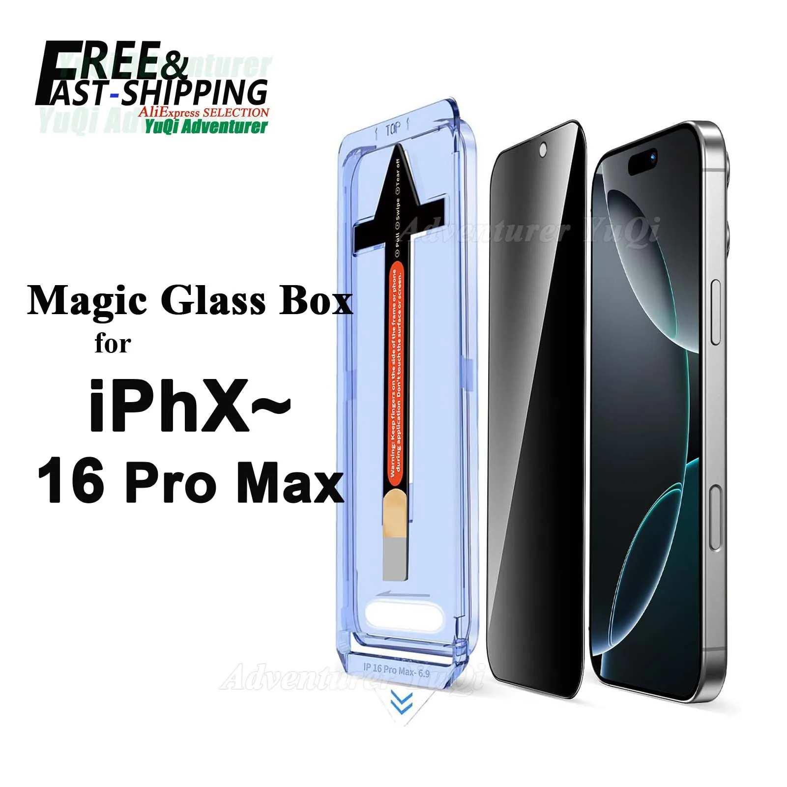 Anti Spy Screen Protector for iPhone 16 Pro Max Privacy Tempered Glass Auto Dust Elimination Magic Glass Box 15 14 13 12 X XS