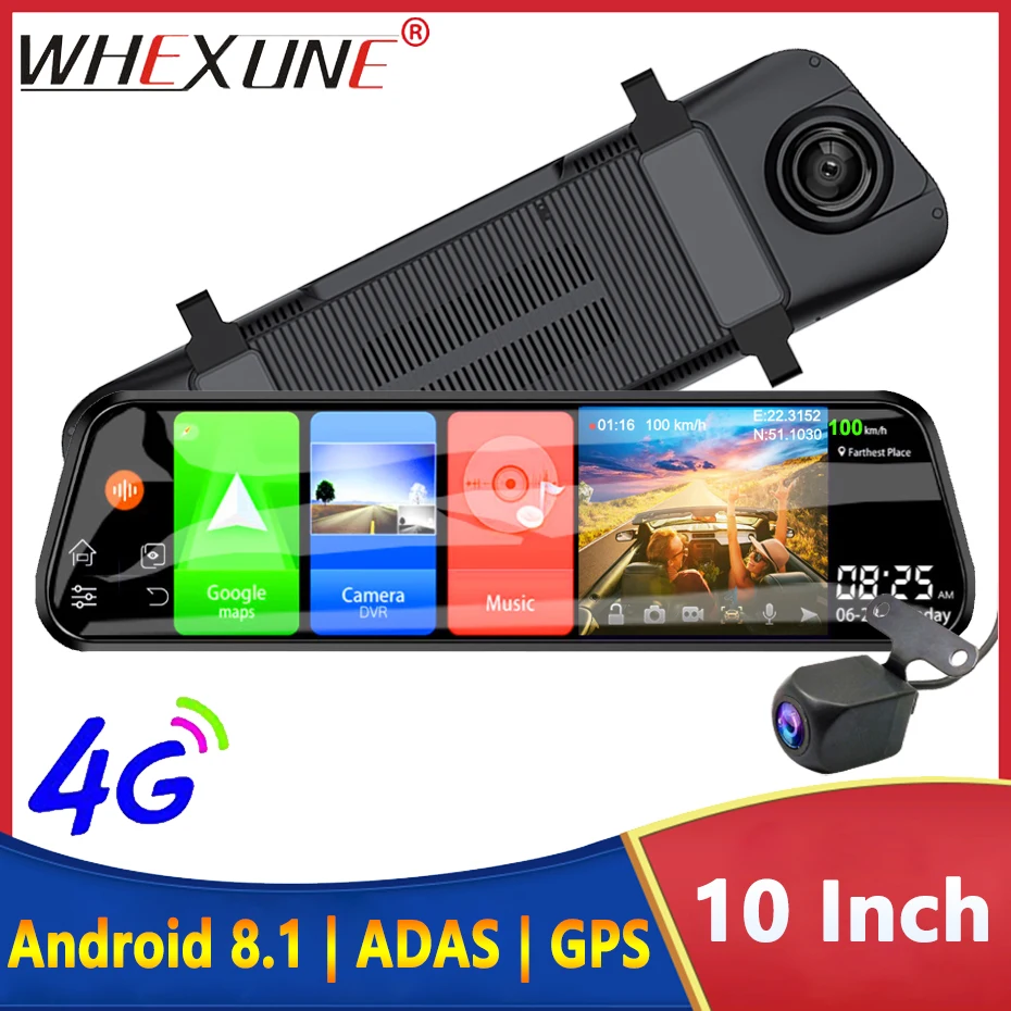 

10" 4G Android 8.1 Dash Cam GPS Navigation ADAS Car Rearview Mirror Camera Full HD 1080P Auto Car Video Recorder DVR WiFi BT D95