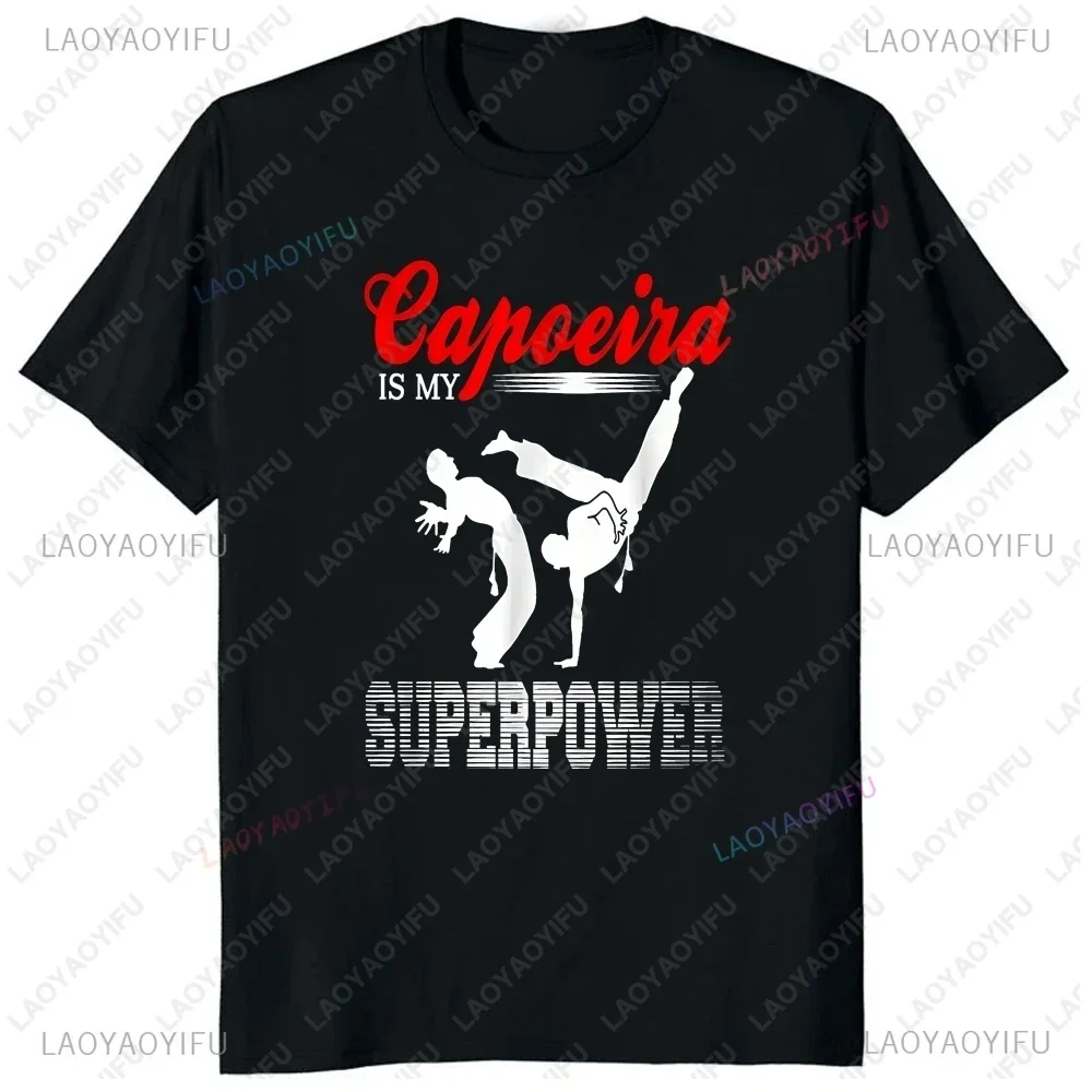 Brazilian War Dance Print T-shirt Top Capoeira Hipster Short Sleeve T-shirt Summer Trend Neutral Shirt Pattern Cotton T-shirt