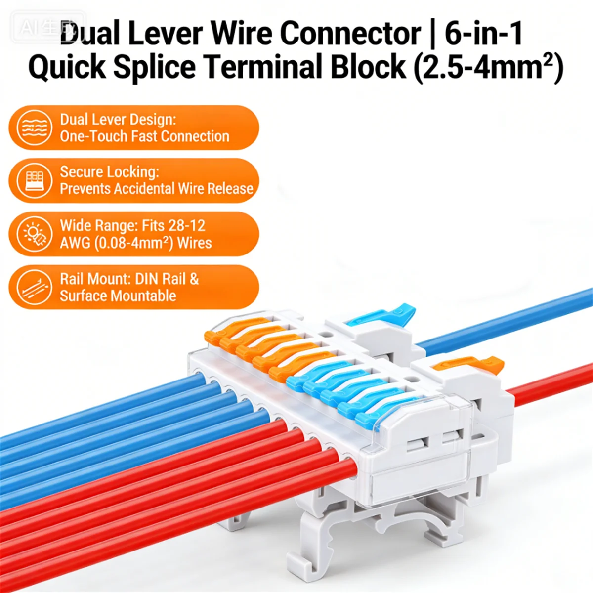 Wire Connector Electrical Cable Terminals Blocks Universal Quick Conductor Splitter Push-in LED Tool Mountable Rail Junction Box
