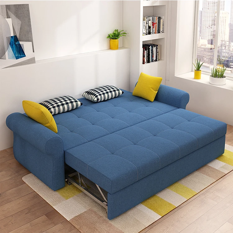 Reclining small sleeper furniture living room modern fabric modern cum foldable bunk folding sofa bed with storage