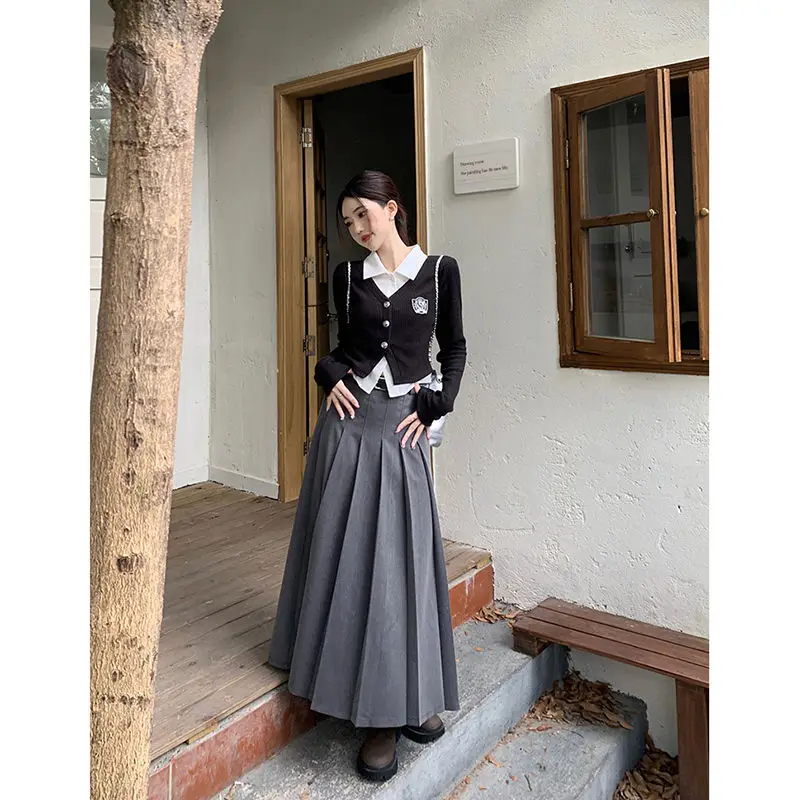 2024 Japanese Jk uniform suit  college style splicing short top vintage improved jk uniform set girl sexy daily jk uniform set