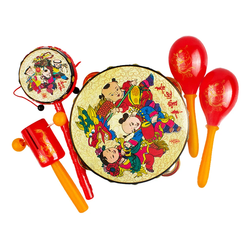 5 stuks Baby Shaker Rammelaar Drums Vroege Educatieve Diverse Kleur Handheld Drum Geluid Baby Coördinatie Speelbal