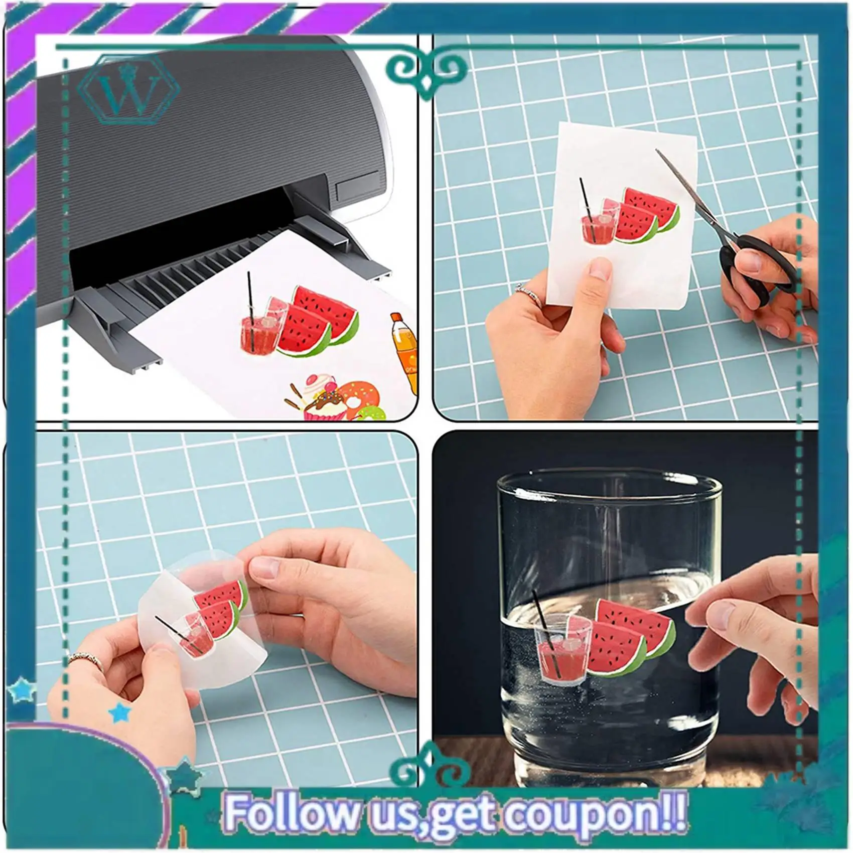 A75Q-50 Sheets 8.3X11.6 Inch Inkjet Sticker Paper, Printable Transparency Film Quick Dry Paper Label For Inkjet Printers