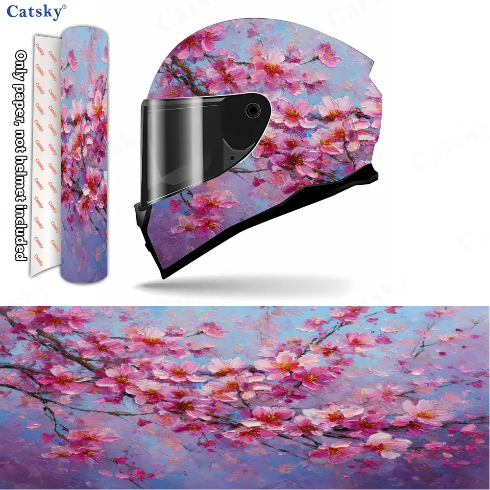 

Cherry Blossom PVC Motorcycle Helmet Decal, Self-adhesive Waterproof Sticker, Scratch Resistant Decorative Film, Suitable For Fu