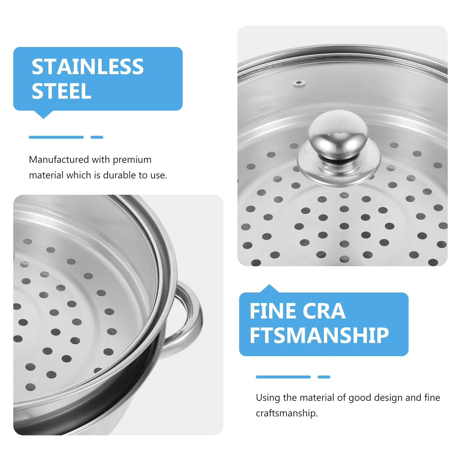 

Stainless Steel Steam Food Handle Design Double Layer Kitchen Steamer Pot Thick Steaming Tool For Rice Cooker