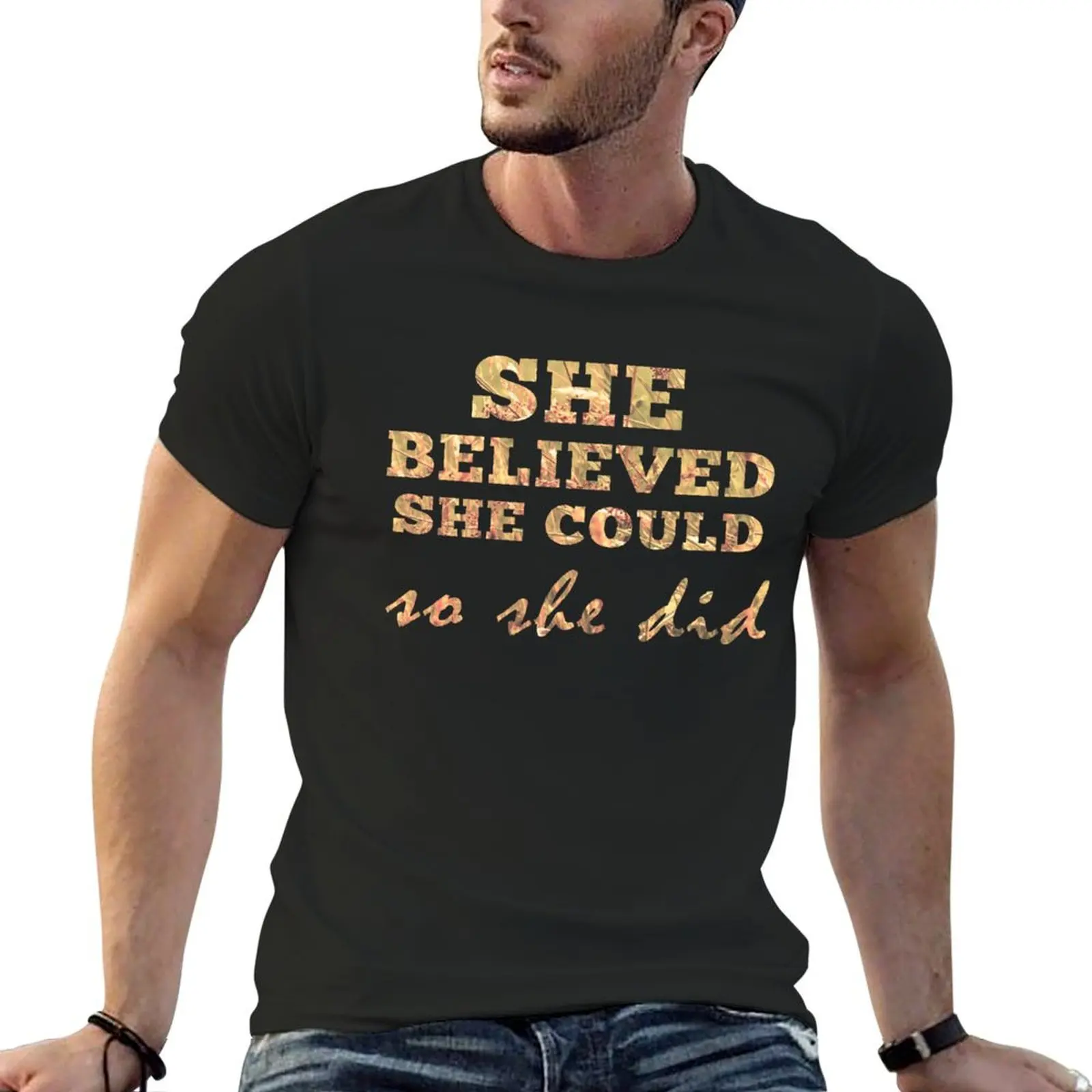 She Believed She Could T-Shirt plus sizes korean fashion mens champion t shirts