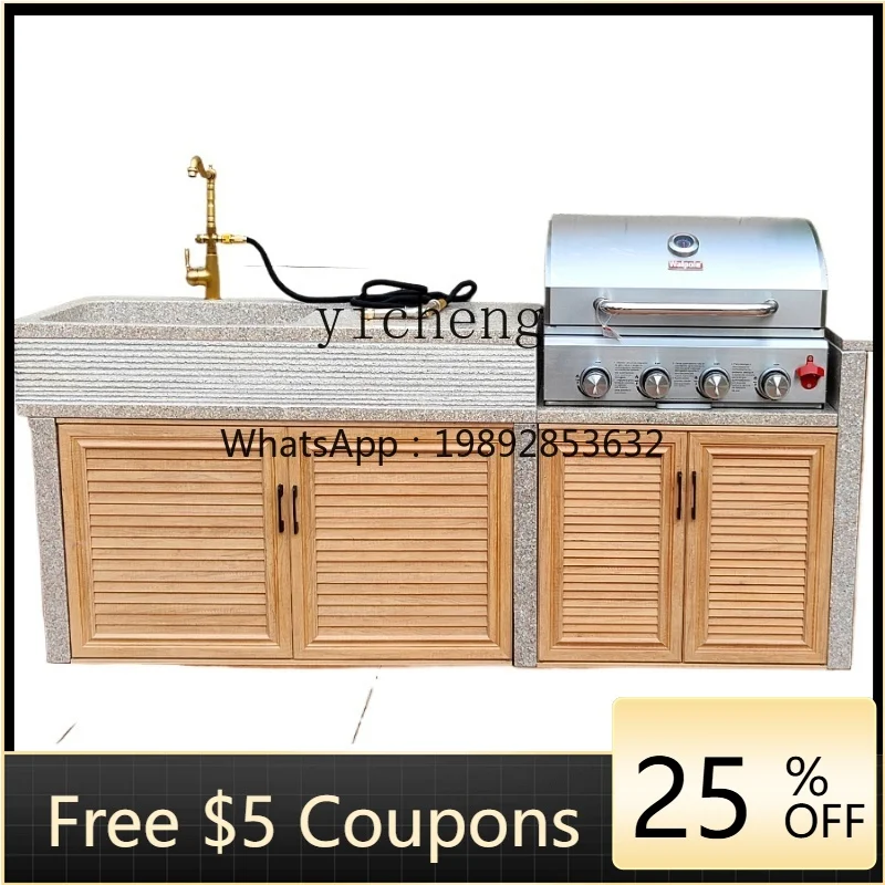 

Marble Outdoor Barbecue Table Villa Home Kitchen Integrated Pool