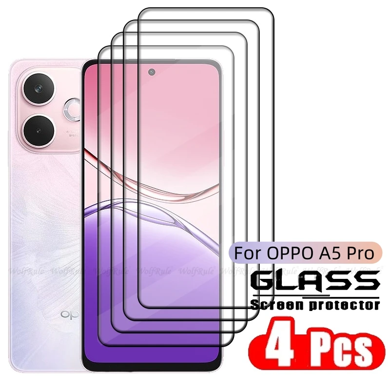 

4PCS For OPPO A5 Pro 5G Glass OPPO A5 Pro 5G Tempered Glass Full Cover Glue Phone Protective 9H HD Screen Protector OPPO A5 Pro