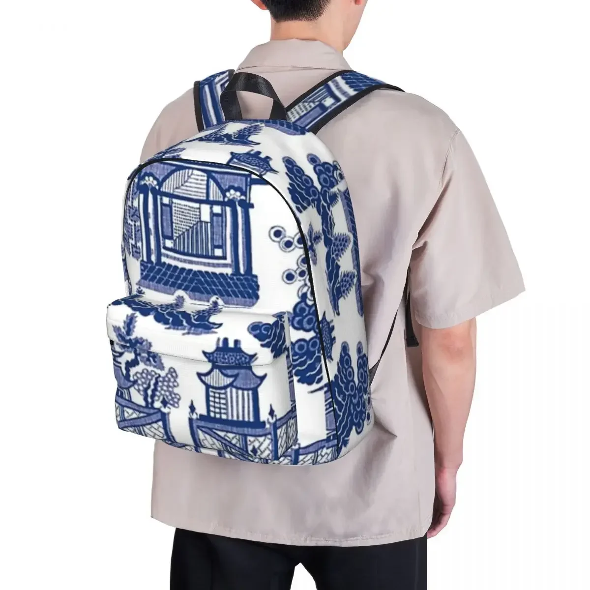 Blue Willow Ancient Ming China - Blue And White Chinoiserie Backpacks Boys Bookbag Casual Students School Bags Laptop Rucksack