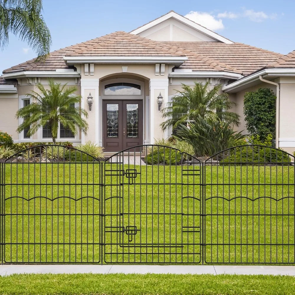 

Металлический декоративный забор для сада, 6 секций, 4 м длиной, 81 см высотой, для животных, без копания, нержавеющий, для двора, доставка по США