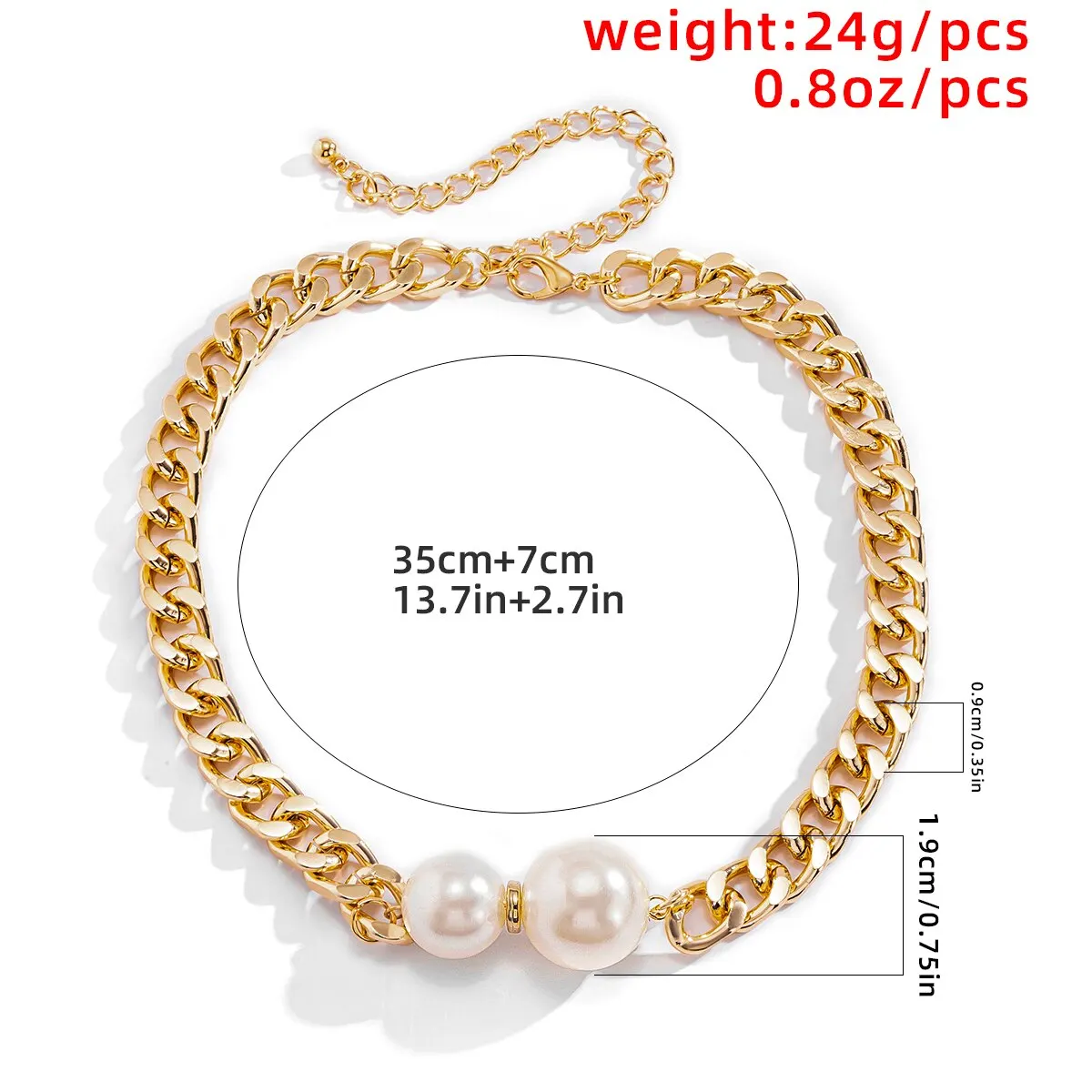 Vintage Punk Cuban Chains Necklaces Women Gothic Imitation-Pearl Pendant Necklace Girl Chokers Fashion Accessories Jewellery image 4