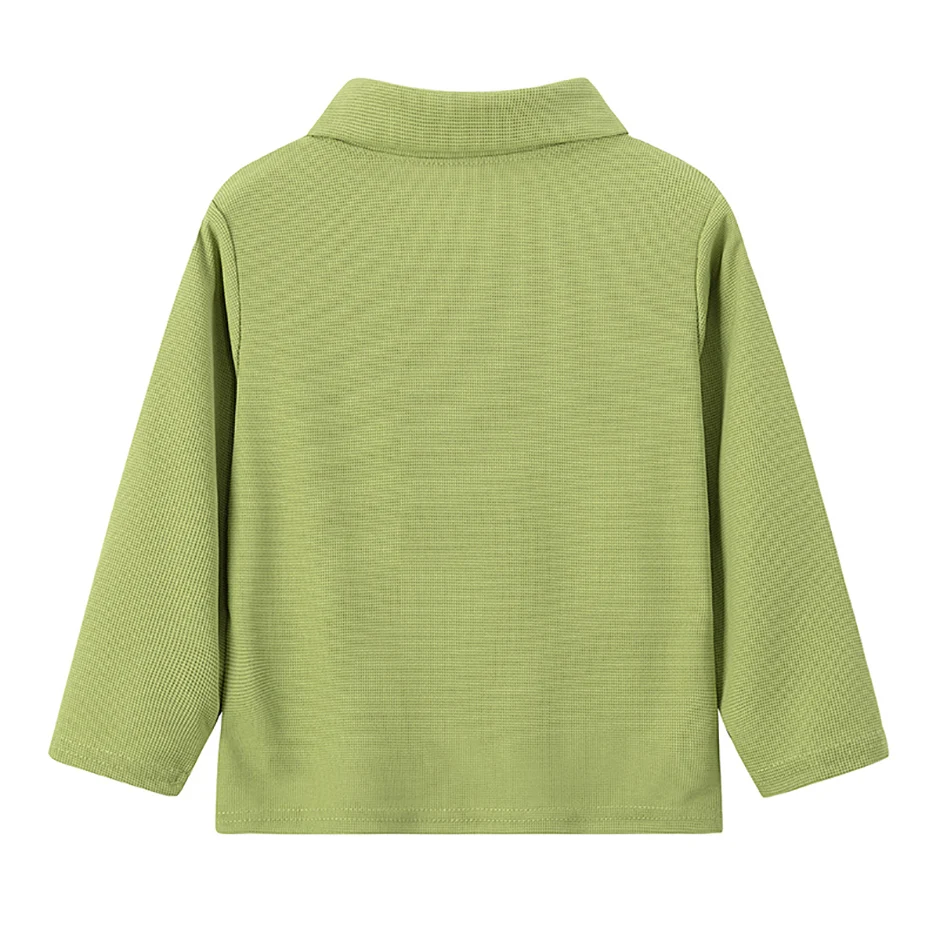 Herbstliches Kinder-Poloshirt mit einfarbigem Revers und langen Ärmeln, lässiges Joker-Shirt für Jungen und Mädchen, hübsches Kleid für Bruder und Schwester – Detail 12