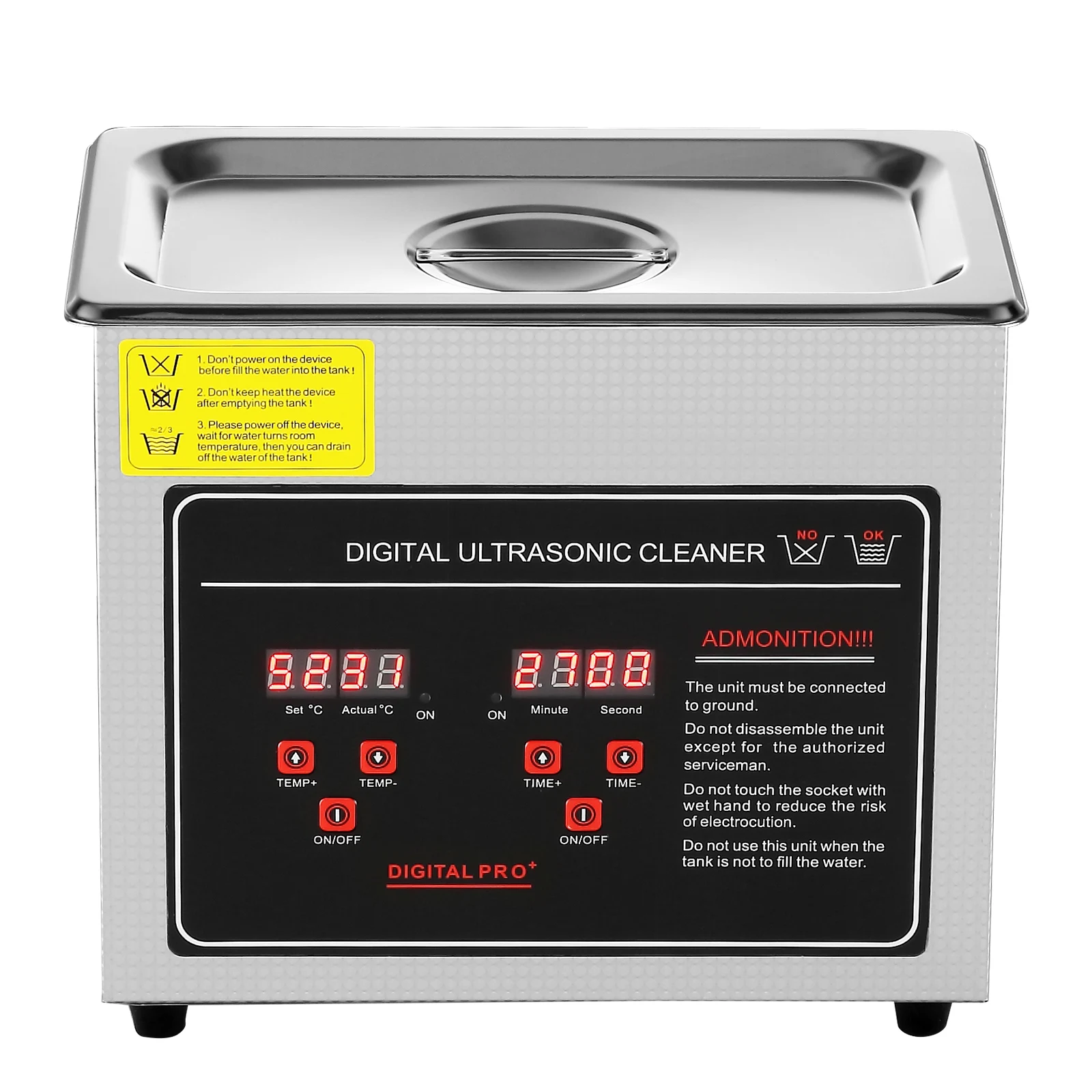 Ultrasonic Cleaner with Digital Timer & Heater, Stainless Steel Heated Cleaning Machine for Glasses Watch Rings Small Parts Circuit Board (3L), Professional Ultra Sonic Jewelry Cleaner