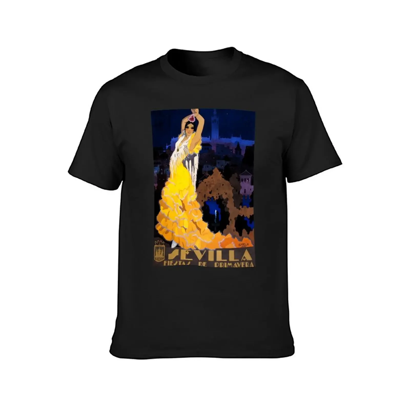 Vintage Seville Spain Travel Poster | Flamenco Dancer T-Shirt anime stuff graphic tee shirt mens clothing