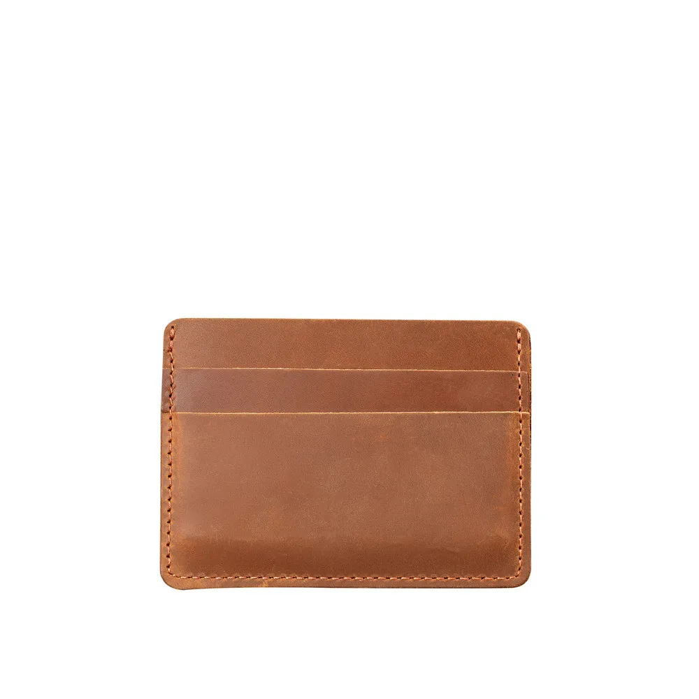 1150 Unisex Horizontal Leather Black Card Bag, Crazy Horse Cow Pickup Bag, Fashionable Retro Coin Purse