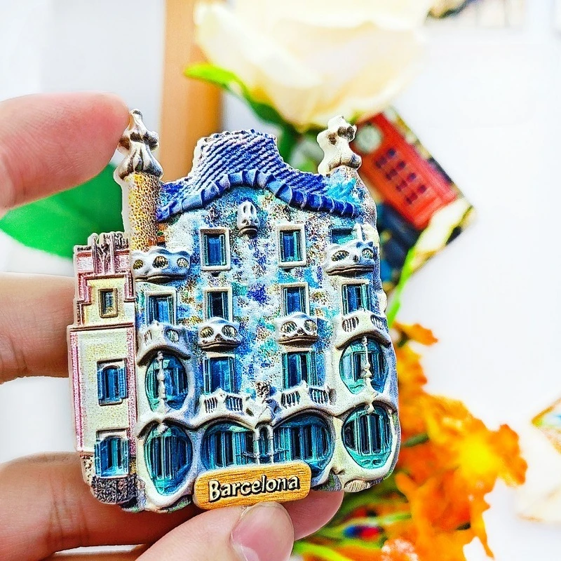 برشلونة كازا باتلو مغناطيس الثلاجة - ثلاثية الأبعاد غاودي تحفة تذكارية التنين مقياس واجهة ديكور هدية إسبانية فريدة من نوعها #3