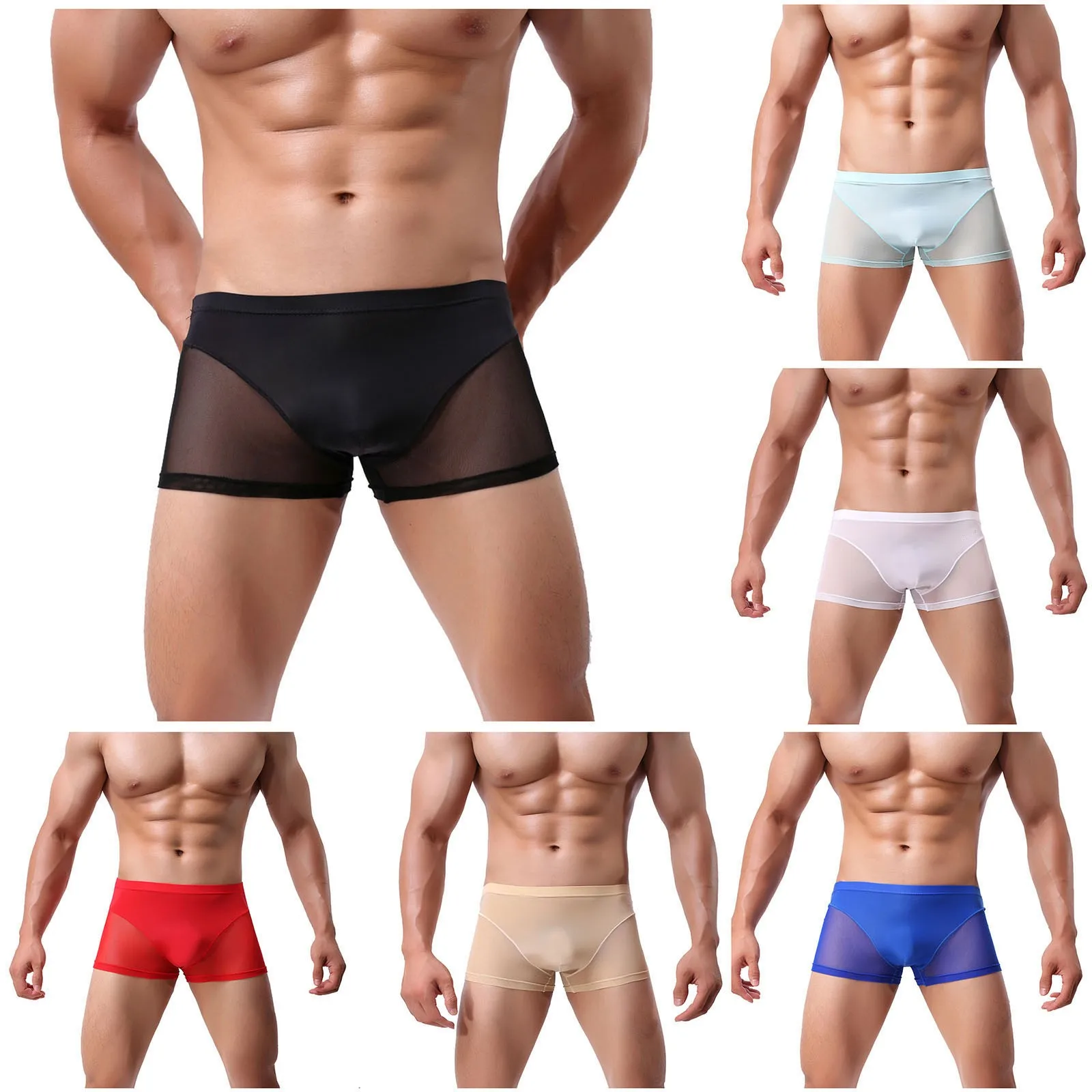 

Мужское удобное мужское лоскутное тонкое ледяное шелковое прозрачное мужское сексуальное нижнее белье с выпуклостью