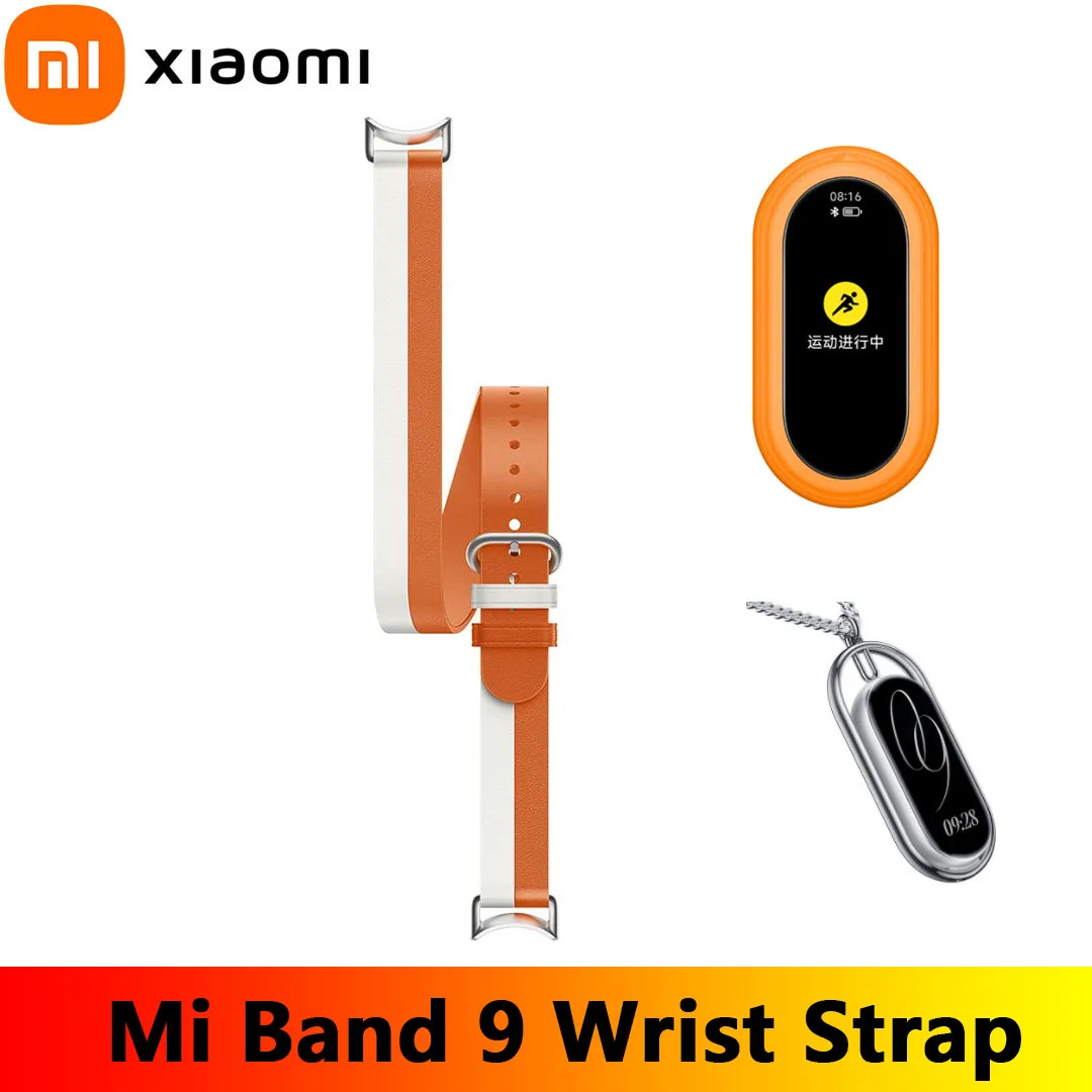 Original Xiaomi Band 9 Wrist Strap Bracelet Wristband Pendant Leather Magnetic Antibacterial Colorful Skin-friendly Material