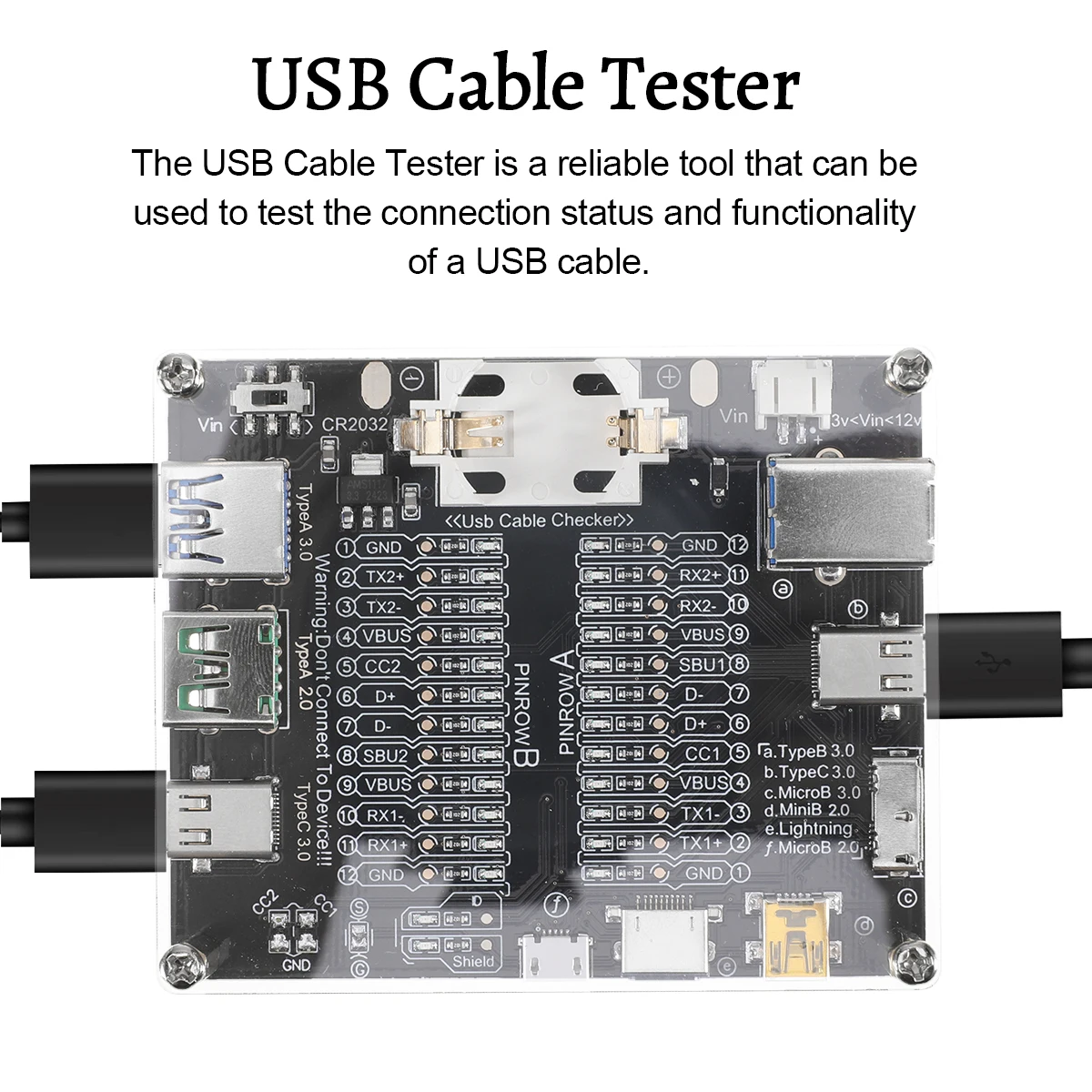 Type-C Micro-B Type-B Data Cable Detection Board USB Cable Tester Short Circuit On-Off Switching For iOS Android Test Board Tool