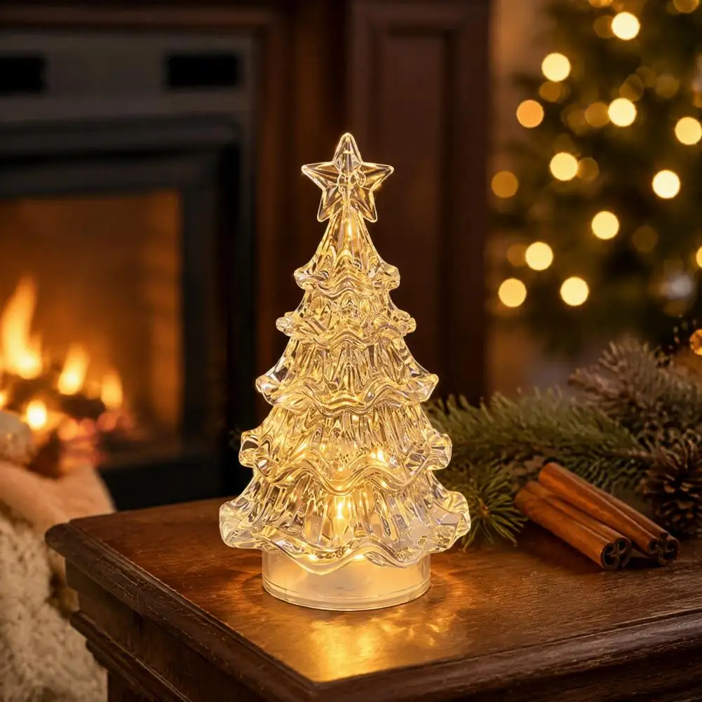 Holiday Decorative Lamp Led Christmas Tree Night Light with Star Battery Operated Tabletop Xmas Decor Glowing Holiday