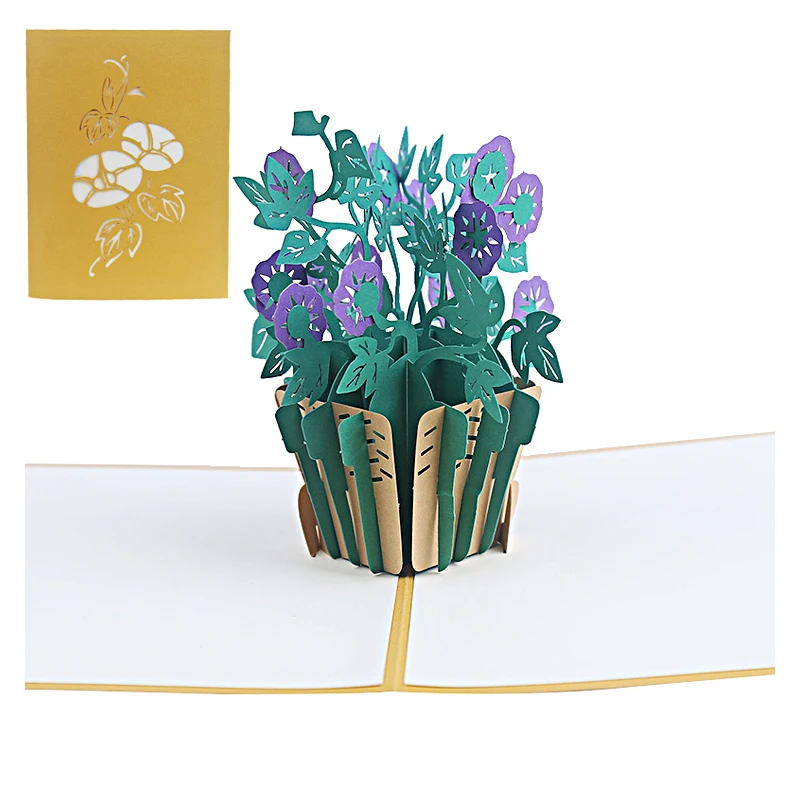 3D Purple Morning Glory Greeting Card, Thank you Card, Mother's Day, Condolence Card, Thinking of You, Get Well Card, Gift