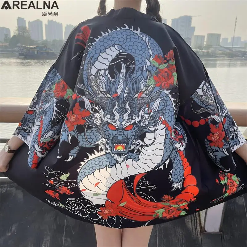 

Beach sun protection Kimono Cardigan Women Men Samurai Japanese Wave Carp Anime 3D Print Coat Traditional Japan Clothing summer