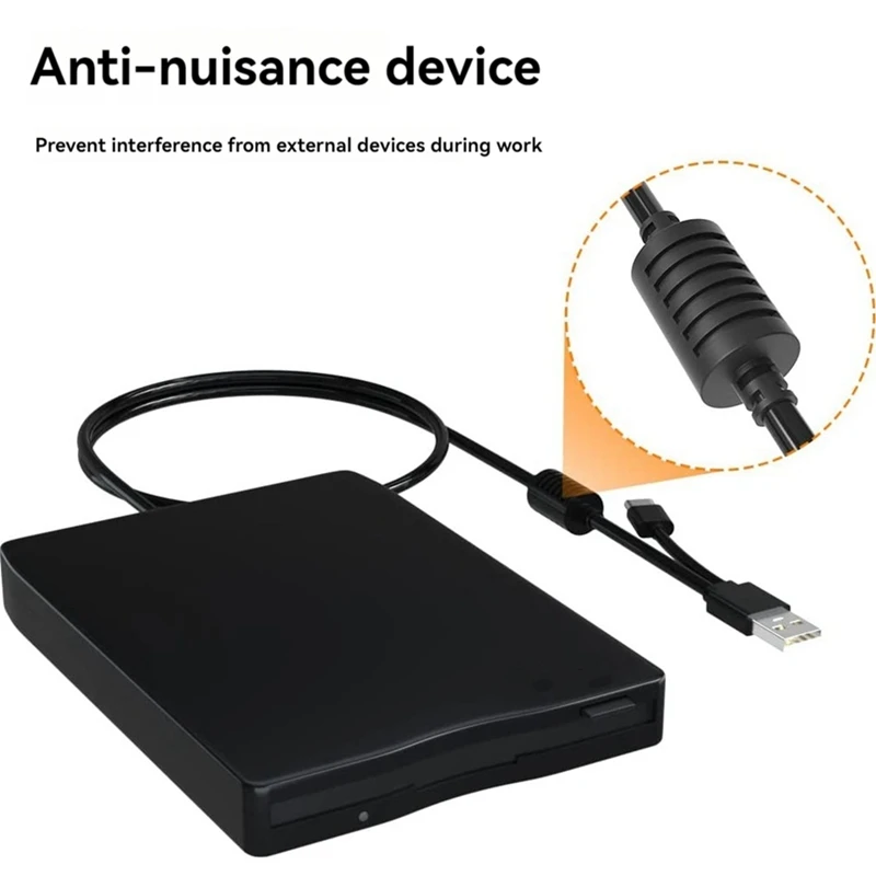 USB Floppy Disk Reader Floppy Disk Drive Dual Interface External USB C Floppy Disk Drive For PC Laptop Notebook Desktop