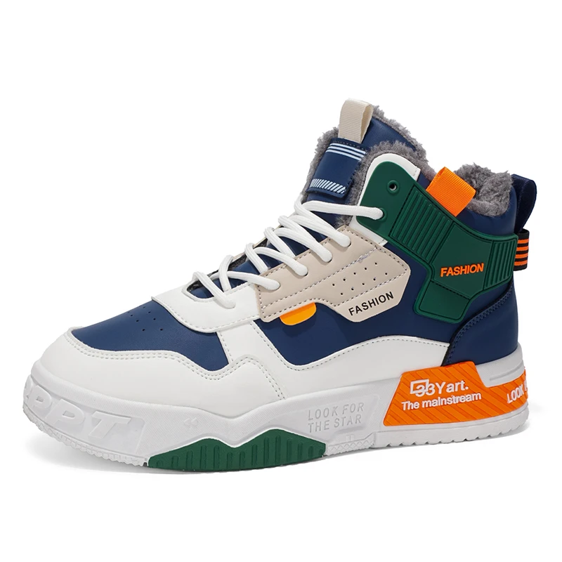 

Men's Boots Lace Up Ankle Boots New Winter Plush Men Casual Shoes Work Non-slip Warm Cotton Boots Outdoor High Top Men Snow Boot