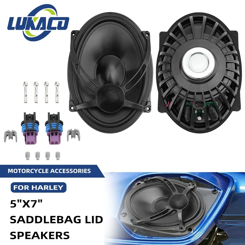 5 "x 7" pokrywa sakwy motocyklowej głośniki czarne dla Harley Touring Road King Street Electra Glide FLHR FLHX FLHT CVO 1994-2023