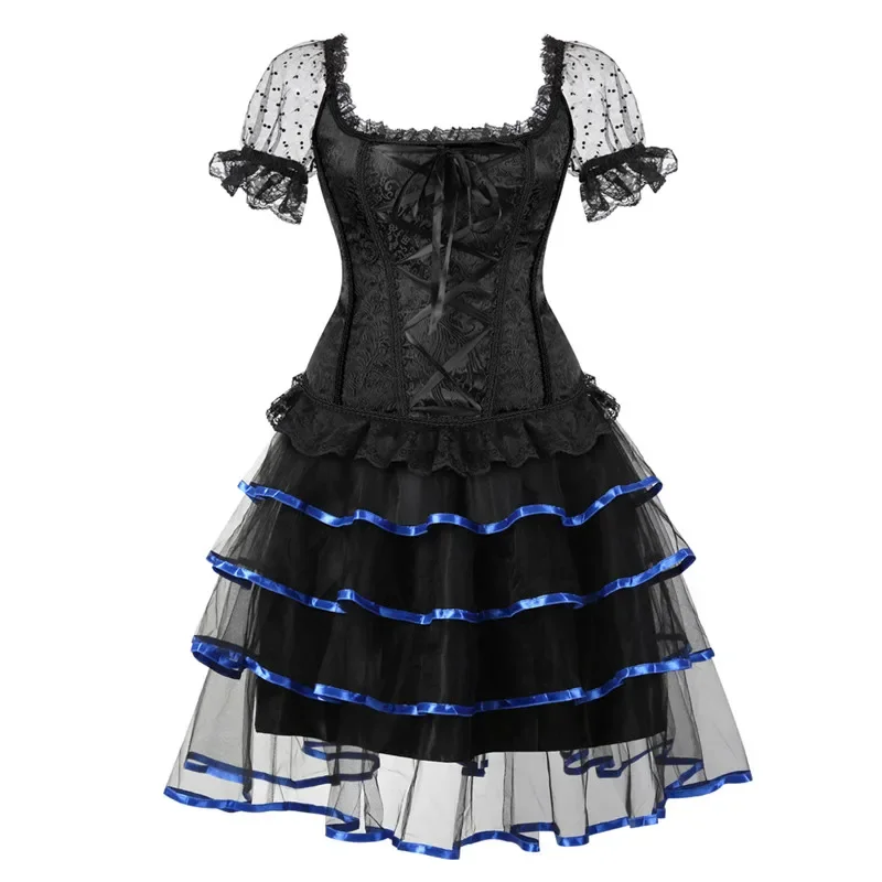 

Корсеты и бюстье, комплект с юбкой и топом, большие размеры, кружевное белье на шнуровке, готические бурлеск-платья, модная сексуальная черная одежда для вечеринок больших размеров