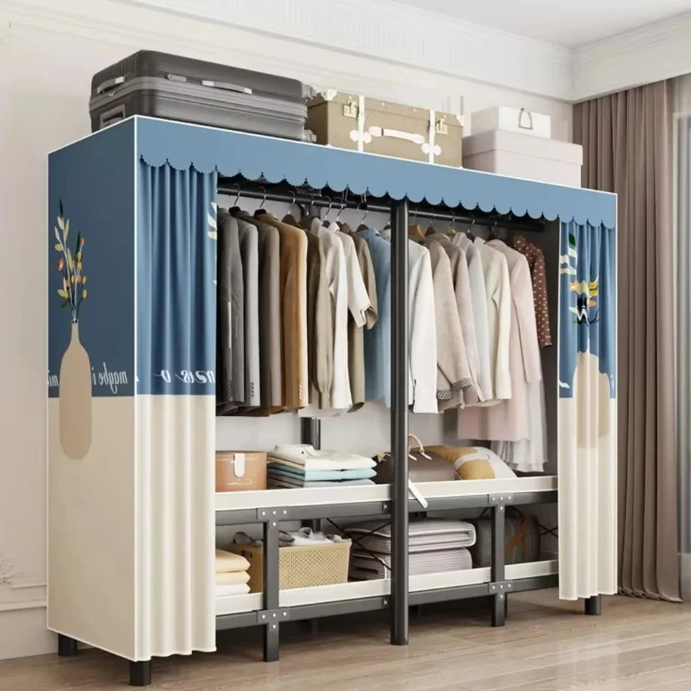 Foldable Closet Installation-Free Wardrobe Folding Simple Clothing Storage Rack Dustproof Shelf Integrated Organizer Cabinet