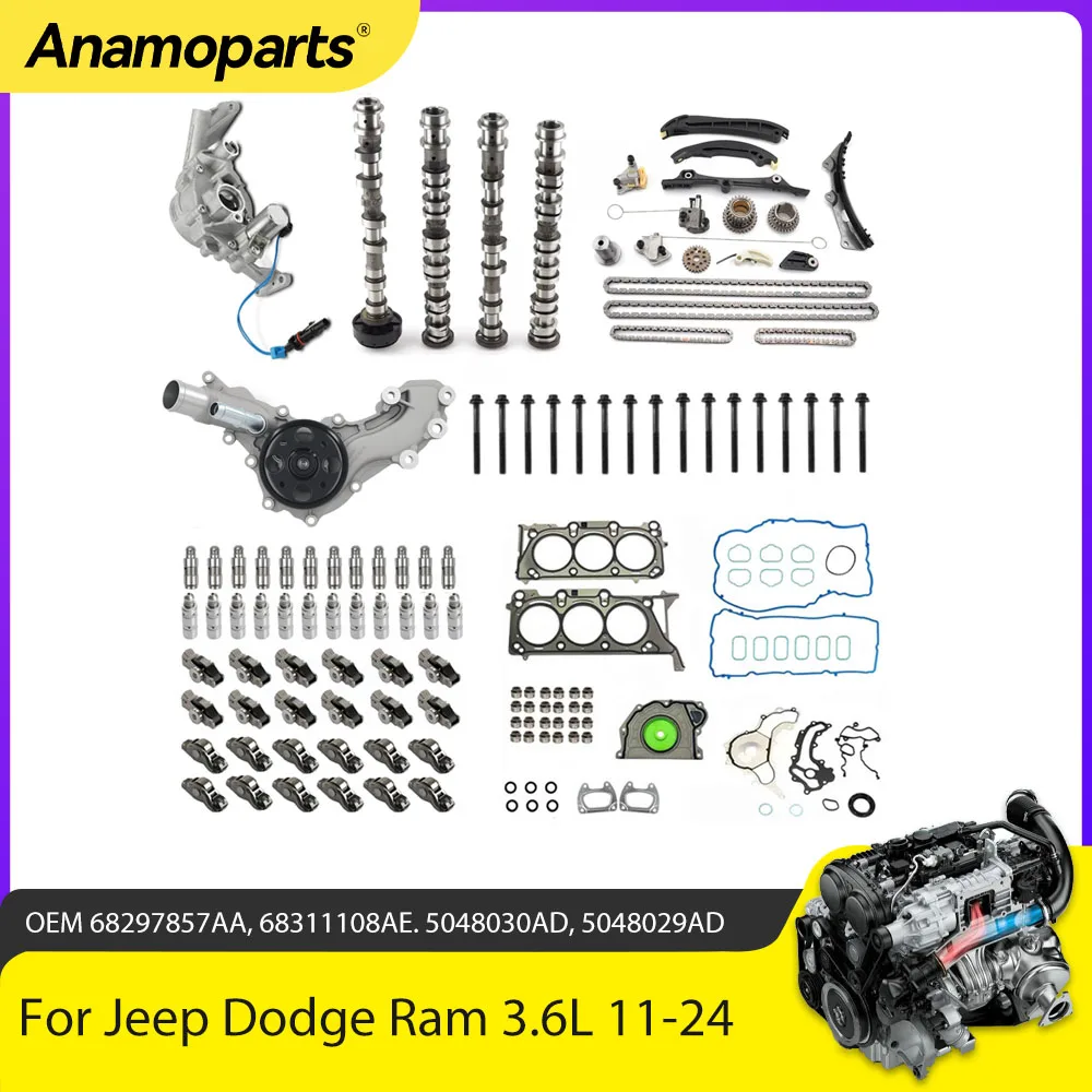 

Комплект для ремонта двигателя, комплект прокладок цепи ГРМ распределительного вала, подходит для 3,6 л ERB ERC для Chrysler Dodge Jeep Wrangler Ram 3.6L V6 Gas 11-24