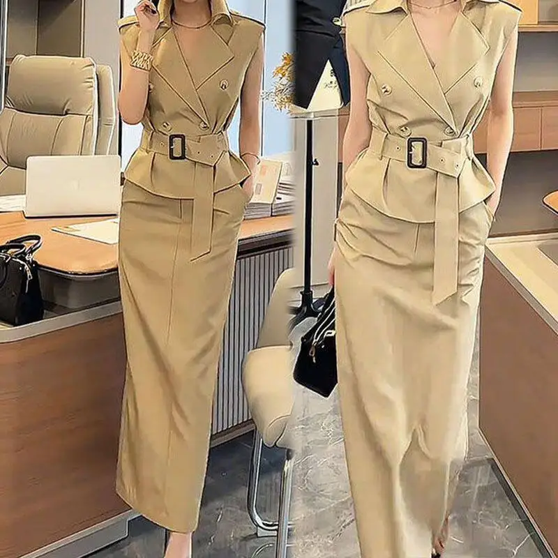 

High End Women's Set Summer New Style Fashionable Western-style Top Casual Temperament Skirt Two-piece Set