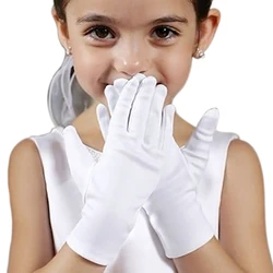 1pair New Fashion White Kids Gloves Boys and Girls White Dancing Dress Etiquette Gloves Stage Performance Spandex Elastic Gloves