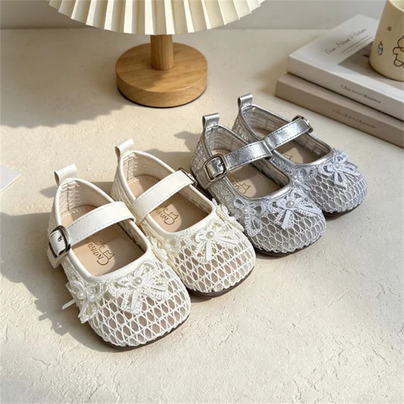 2026 New Summer Children Shoes For Girls Mesh Breathable Princess Shoes Soft Sole Outdoor Fashion Toddler Kids Sneakers EU21-30