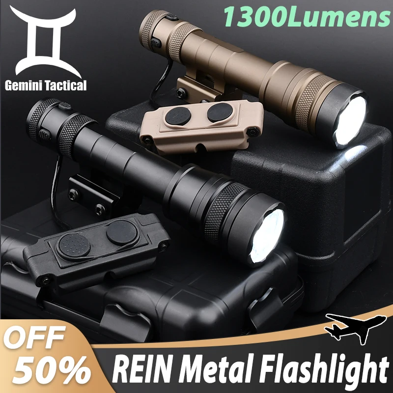 REIN Flashlight 1.0 Micro Kit 1300Lumens Metal With Dual Function Switch Hunting Airsoft Weapon Scout Light Military Picatiny